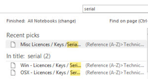 OneNote prioritising keywords in a search
